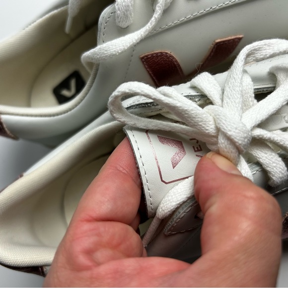 Veja White Sneakers with Pink Metallic Accents - Picture 9 of 9